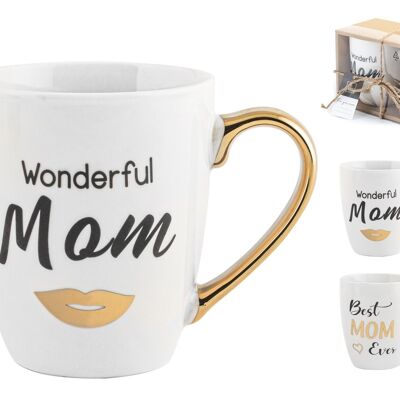 Mug décoration maman en porcelaine nouvelle forme arrondie cc 360 décors assortis.