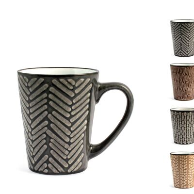 Ethnic mug in stoneware assorted colors cc300