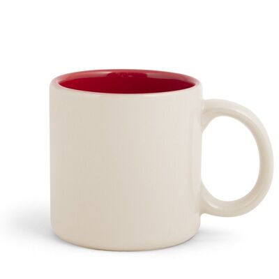 Taza Goji en gres color beige por fuera y rojo por dentro cl 36