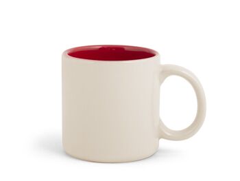 Goji mug en grès couleur beige extérieur et rouge intérieur cl 36 1
