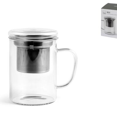 mug in borosilicate glass with stainless steel filter cc 400