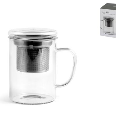 mug in vetro borosilcato con filtro inox cc 400