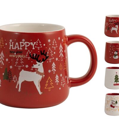 Joyful mug in new bone china with assorted decorations cc 350. Sold in