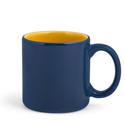 Taza Maracuyá en loza color azul exterior amarillo interior cl 36