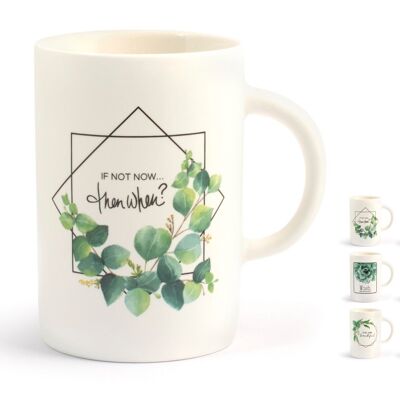 Mug in new bone china with botanic decoration assorted without plate cc 400