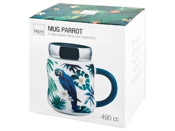 Mug tropical en porcelaine neuve décors assortis avec couvercle cc 490 2