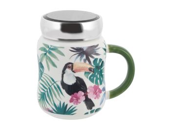 Mug tropical en porcelaine neuve décors assortis avec couvercle cc 490 4