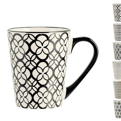 Vhera mug in stoneware with assorted decoration cc 350