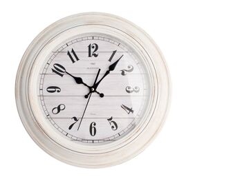 Horloge murale ronde Blanchard 40 cm couleur bois blanc. Horloge avec mouvement à quartz, pile AA non incluse. 2