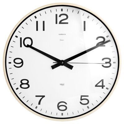 Harrison round wall clock 40 cm white wood color. Clock with quartz movement, AA battery not included.