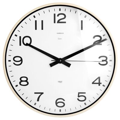 Horloge murale ronde Harrison 40 cm couleur bois blanc. Horloge avec mouvement à quartz, pile AA non incluse.