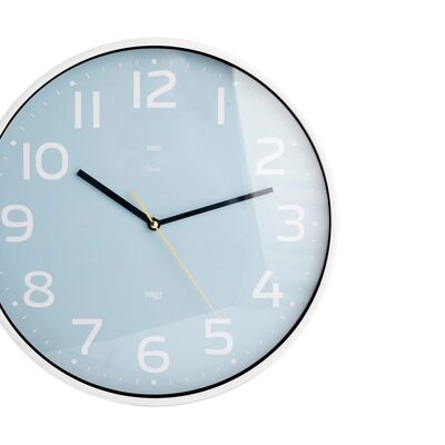 Reloj de pared redondo Kraus cm 35 en blanco y azul claro. Reloj con movimiento de cuarzo, pila AA no incluida.