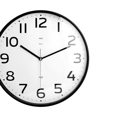 Reloj de pared Kraus redondo de 35 cm color negro. Reloj con movimiento de cuarzo, pila AA no incluida.