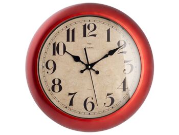 Horloge murale ronde Lacroix 37 cm de couleur rouge satiné. Horloge avec mouvement à quartz, pile AA non incluse. 4