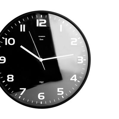 Richards runde Wanduhr 35 cm schwarze Farbe. Uhr mit Quarzwerk, AA-Batterie nicht enthalten.
