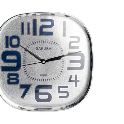 Sakura square wall clock 30 cm chromed. Clock with quartz movement, AA battery not included.