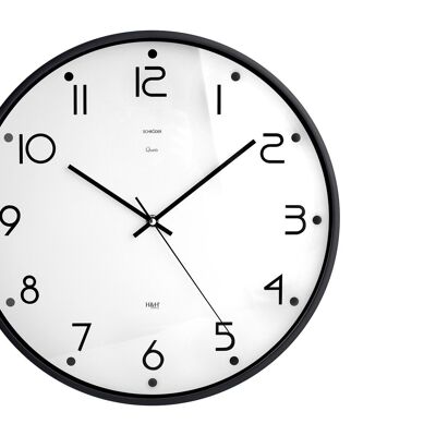 Schroder round wall clock 40 cm black color. Clock with quartz movement, AA battery not included.