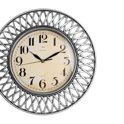Reloj de pared Shafer redondo de 40 cm color plata. Reloj con movimiento de cuarzo, pila AA no incluida.