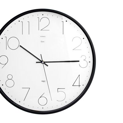 Thompson round wall clock 40 cm in black and white. Clock with quartz movement, AA battery not included.
