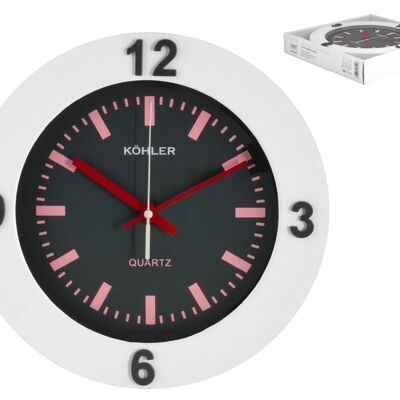 Reloj de Pared Redondo Blanco / Gris 25 cm