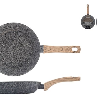 Non-stick pan Granwood wood effect handle 22cm Induction Thickness 3mm.