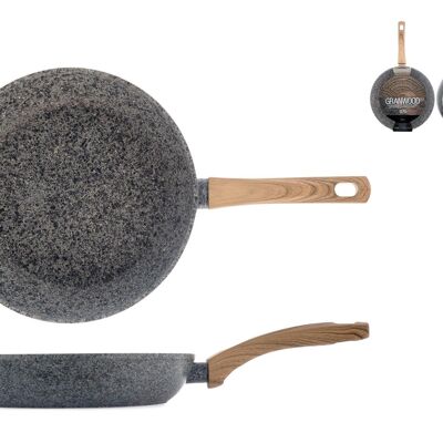 Non-stick pan Granwood wood effect handle 26cm nduction 3mm thickness.