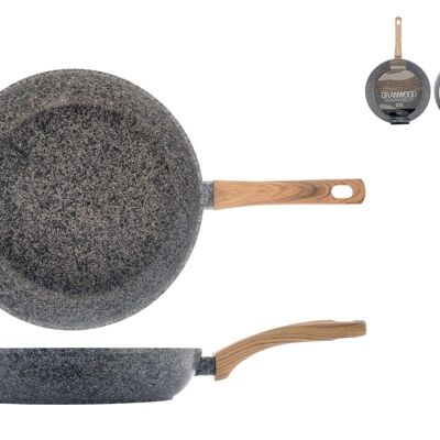 Non-stick pan Granwood wood effect handle 28cm nduction 3mm thickness.
