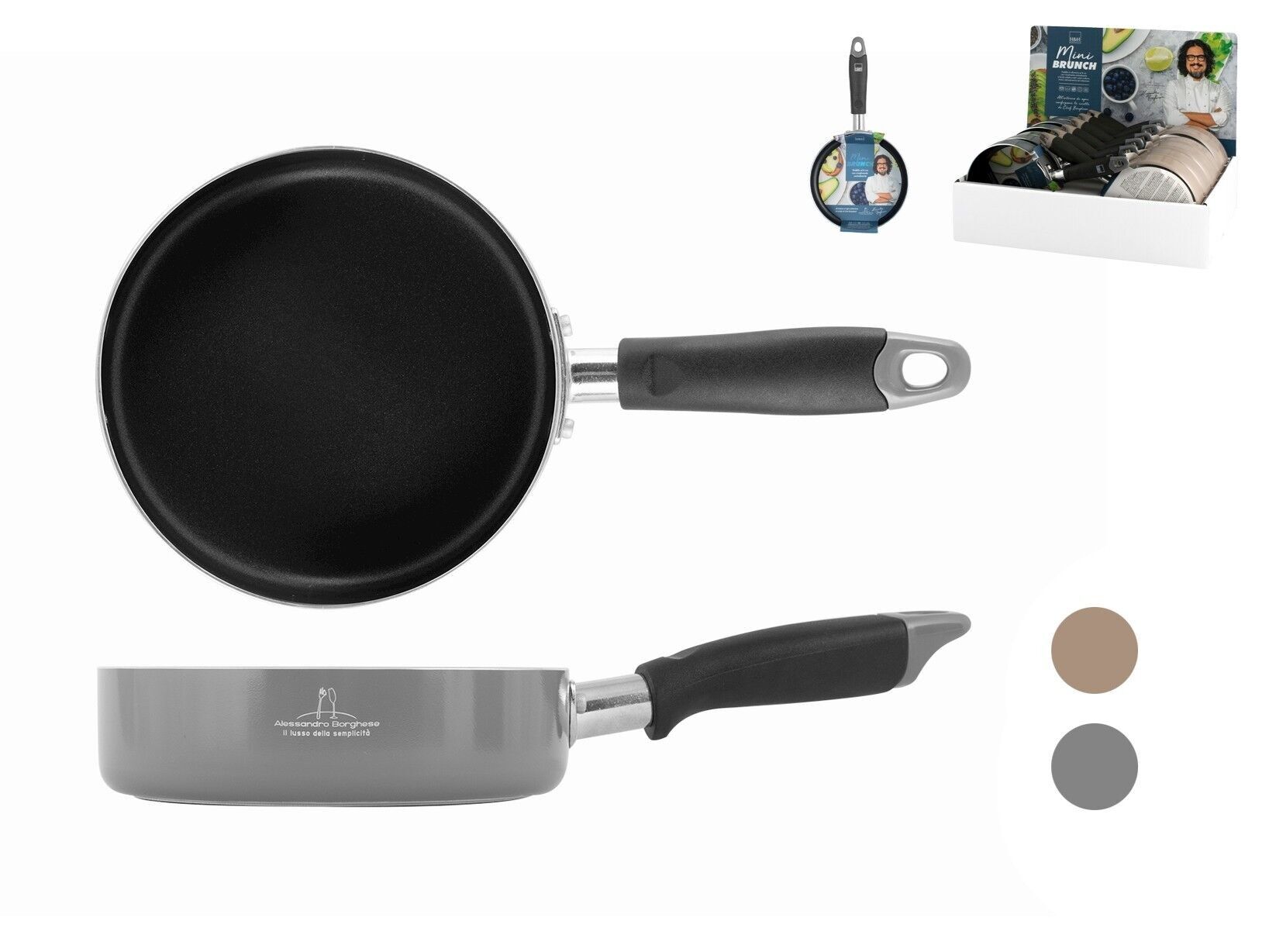 Bratpfanne Borghese Minibrunch aus Aluminium mit Antihaftbeschichtung cm 16, verkauft in .Cooking Style Alessandro Borghese- Der Luxus der Einfachheit