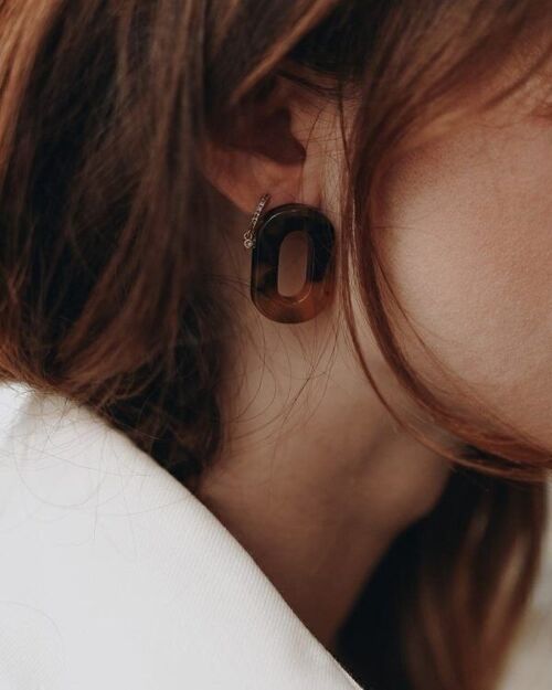 Boucles d’oreilles Écailles Jaspées anneau ovale percé