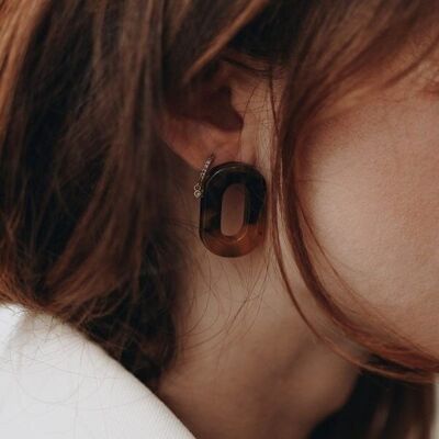 Jaspered Scales-Ohrringe mit durchbohrtem ovalem Ring