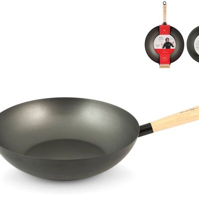 Frying pan Non-stick Borghese Wok pan with wooden handle also suitable for induction 35 cm. Alessandro Borghese - The luxury of simplicity