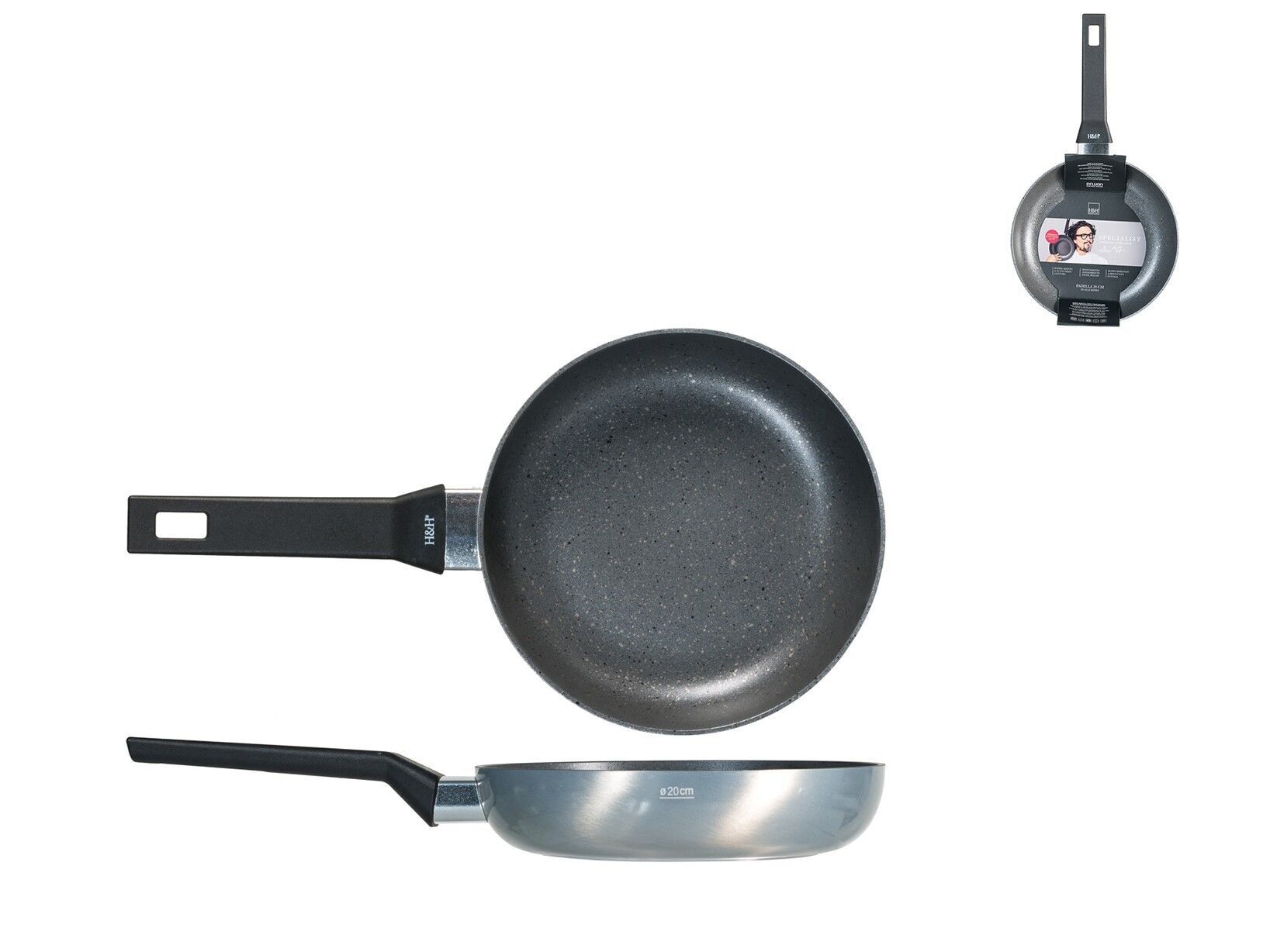 Spezial-Borghese-Pfanne aus geprägtem Aluminium mit Antihaftbeschichtung, geeignet für alle Herdarten einschließlich 20 cm Induktion Alessandro Borghese - Der Luxus der Einfachheit