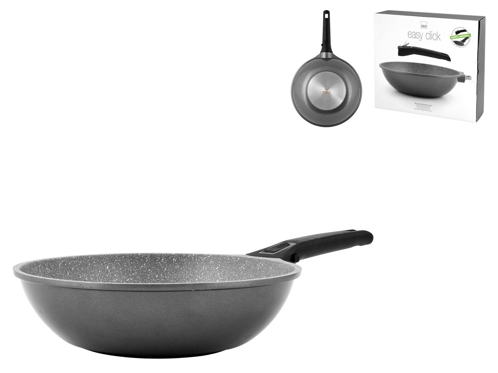 Padella Wok 1 Manico Antiaderente easy click 28 cm Induzione