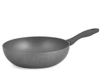 Poêle en aluminium Wok Stone Grey avec revêtement antiadhésif en pierre également adaptée aux plaques à induction de 28 cm 5