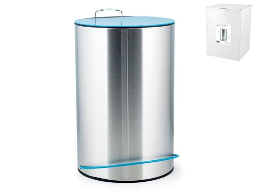 Pattumiera inox con Pedale Coperchio azzurro 13 lt