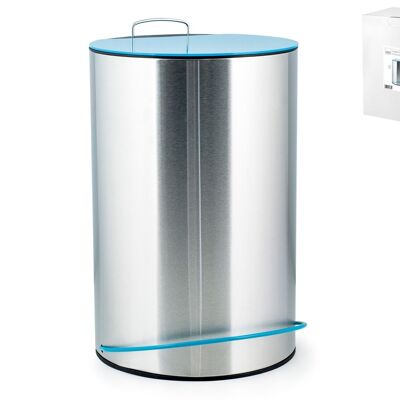 13 lt. Stainless steel waste bin with blue cover pedal