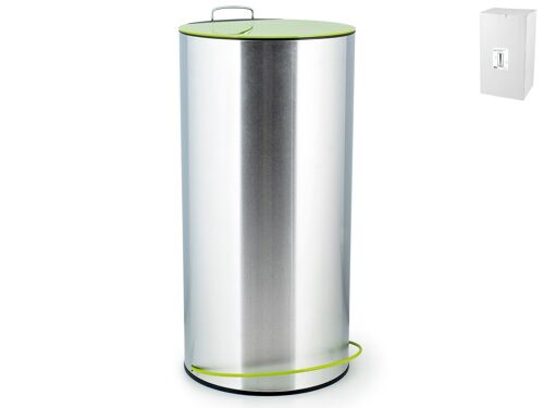 Pattumiera inox con Pedale Coperchio Verde 25 lt