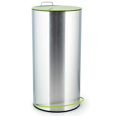 Stainless steel waste bin with Green Lid Pedal 25 lt