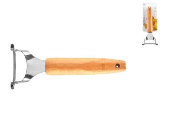 Éplucheur de pommes de terre Arc en acier inoxydable avec manche en bois 4