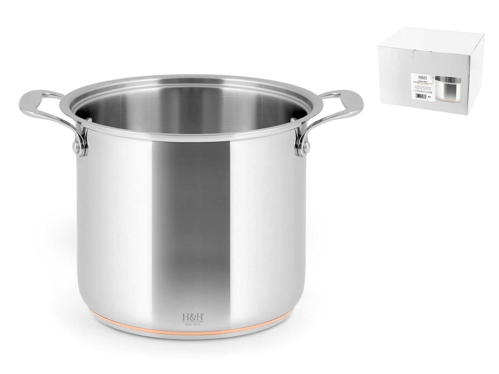 Pentola inox Filo Rame 2manici 18cm, 16h