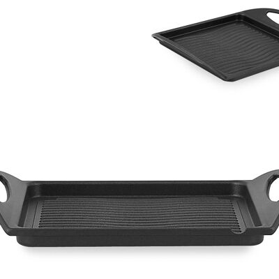 Executive Chef ribbed plate in die-cast aluminum with non-stick coating 25x25 cm. 2 year guarantee