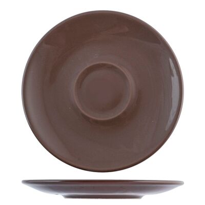 Saucer for jumbo Iris mug in brown ceramic 18.5 cm