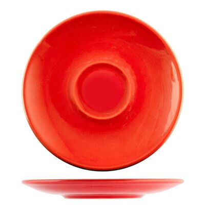 Saucer for jumbo Iris mug in red ceramic 18.5 cm