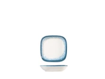 Assiette carrée Jupiter en porcelaine bleu clair et ivoire cm 10. 2