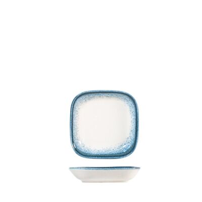 Jupiter square plate in light blue and ivory porcelain cm 10.