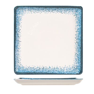 Jupiter square plate in light blue and ivory porcelain cm 25.