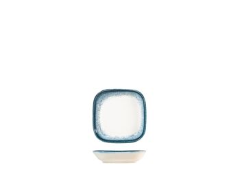 Assiette carrée Jupiter en porcelaine bleu clair et ivoire cm 8. 2