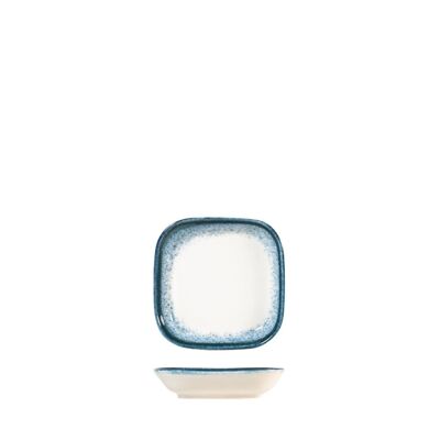 Jupiter square plate in light blue and ivory porcelain cm 8.