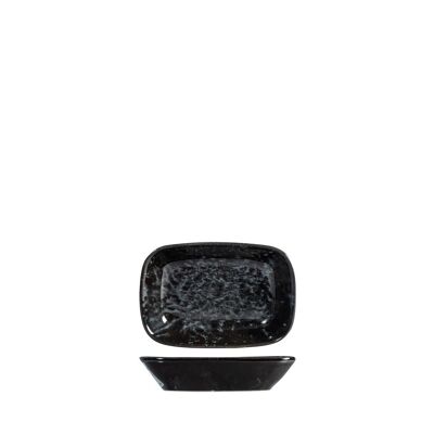 Uranus rectangular saucer in black porcelain 12 cm.