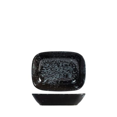 Uranus rectangular saucer in black porcelain cm 14.